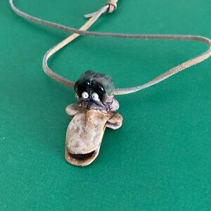 Rustic Animal Pendant Necklace on Leather Strap